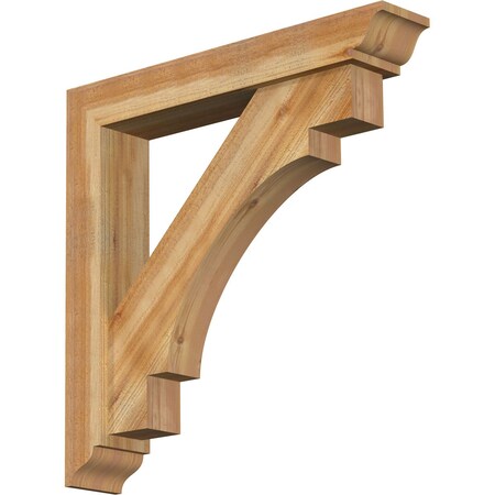 Merced Traditional Rough Sawn Bracket W/ Offset Brace, Western Red Cedar, 6W X 34D X 34H